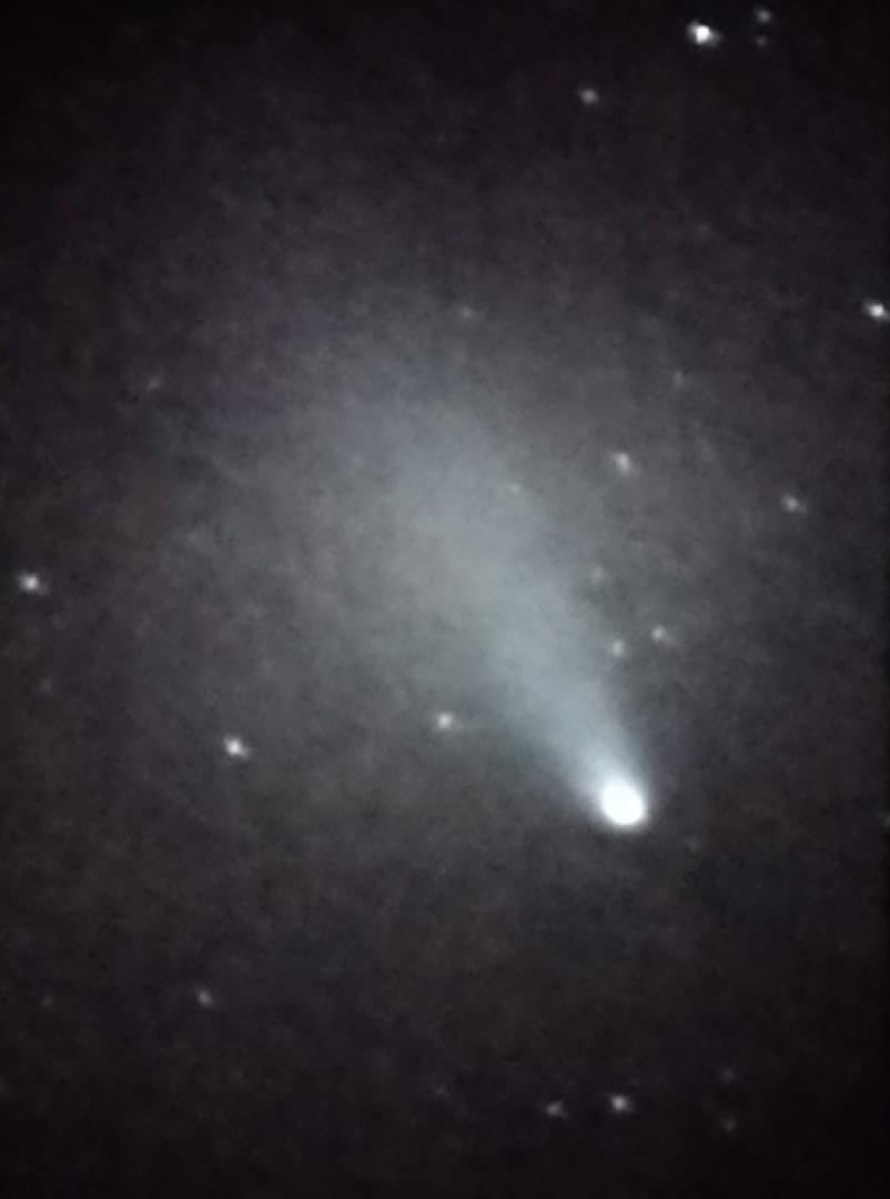 Komeet C/2023 A3  20241024  Gisteren was het zowaar eens een keer haast onbewolkt. Ik besloot op zoek te gaan naar de komeet die recent in de media beschreven was. Die zou nog net te zien zijn in de avond na zonsondergang. Ik reed naar de Maatjes en klom op de uitkijktoren de Klot. Het weer was niet slecht, best helder, weinig wind, niet koud. Wachten tot de zon aan de horizon verdronk. Echt donker werd het niet daar zorgt onder andere de industrie bij Antwerpen wel voor, dat slechts 23 kilometer verderop.