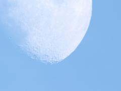 Maan  20240120  Heb vanmiddag een wandeling gemaakt in de Lange Maten. Bij mooi weer; weinig wind, onbewolkt, helder licht blauwe lucht, een zonnetje, en ook nog een maan. Van die maan kon ik deze foto maken. Gewoon met mijn telelens uit de hand; Tv 1/400 Af 9 Iso 400. Ik schiet al 50 jaar handboog. Daarbij moet je leren goed stil te staan. Wellicht helpt dat me bij dit uit de hand fotograferen, naast de stabilisatie in mijn camera natuurlijk.